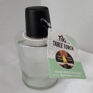 TIKI CARVED GLASS TABLE TORCH  NWT